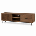 Mobile TV con cassetti e anta scorrevole noce in MDF 180 x 40 x 60 cm