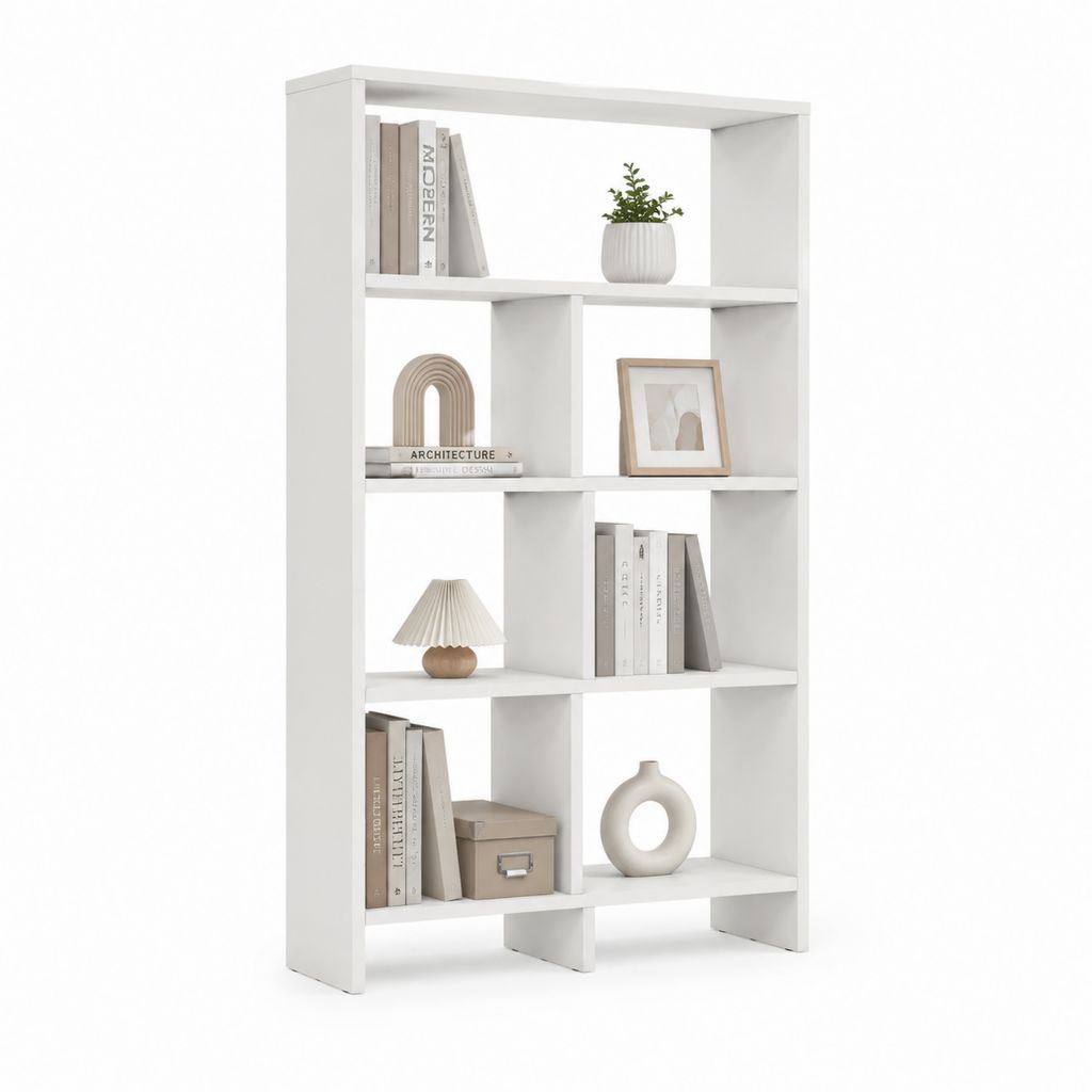 Libreria a giorno bianca in pannello truciolare rettangolare 80 x 24 x 180 cm