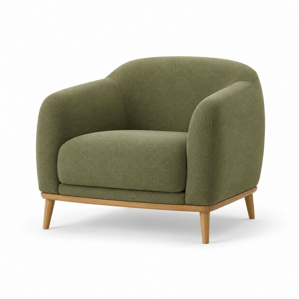 Poltrona da soggiorno verde in poliestere con struttura in legno massello 82 x 78 x 78 cm