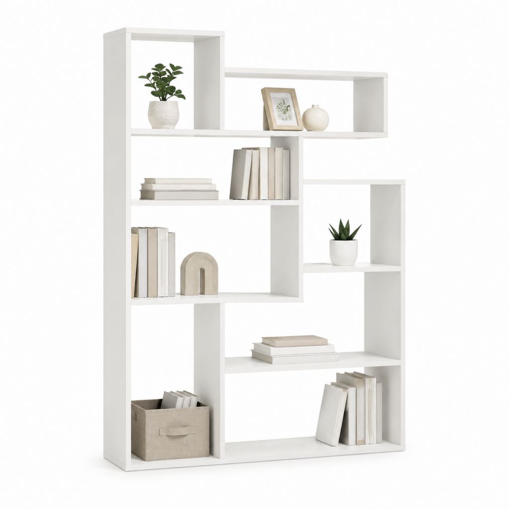 Libreria a giorno bianca in pannello truciolare 90 x 24 x 180 cm
