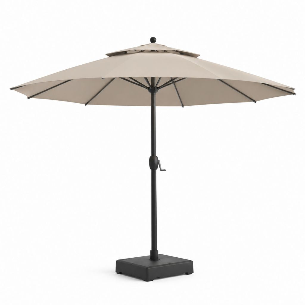 Ombrellone da giardino ottagonale beige in poliestere e acciaio 300 x 250 cm