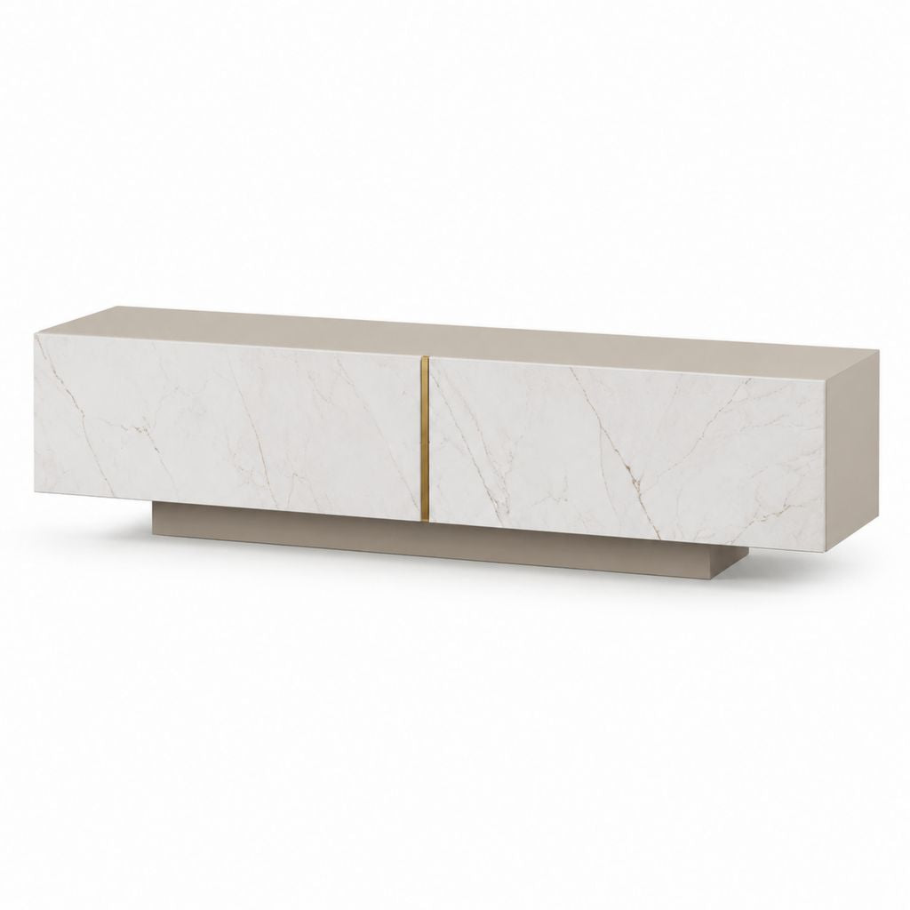 Mobile TV basso bianco effetto marmo in MDF 180 x 40 x 45 cm