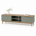 Mobile TV con 2 ante scorrevoli verde salvia e rovere 180 x 40 x 55 cm