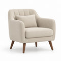 Poltrona da soggiorno beige in poliestere con gambe in legno massello 80 x 83 x 78 cm