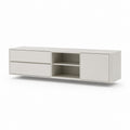 Mobile TV bianco in MDF rettangolare con 2 cassetti e vano a giorno 180 x 40 x 45 cm