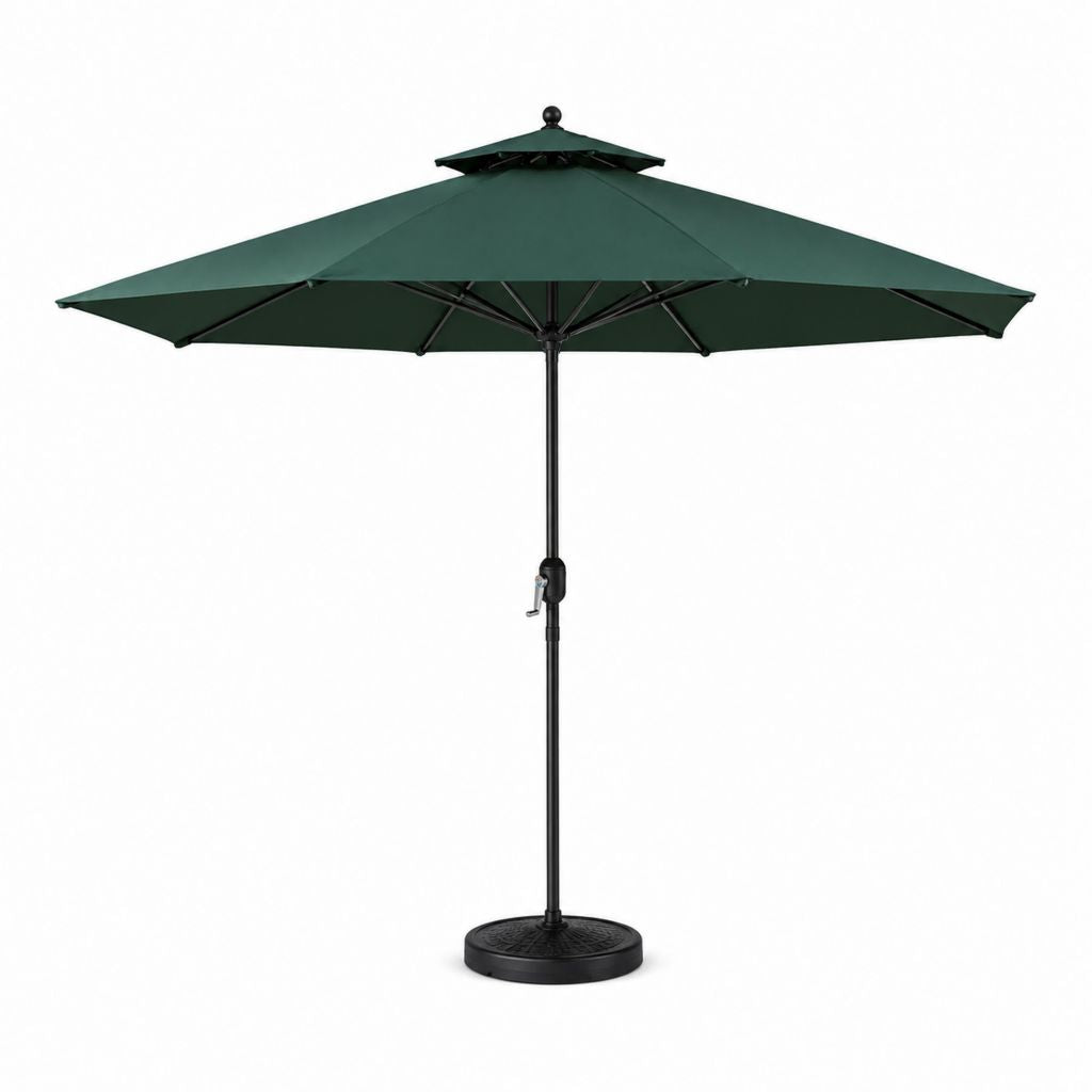 Ombrellone da giardino ottagonale verde scuro in poliestere 300 x 250 cm con manovella