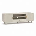 Mobile TV con 2 ante scanalate e cassetto beige in MDF 160 x 40 x 55 cm