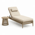 Set lettino prendisole reclinabile con tavolino beige in alluminio e corda sintetica 200 x 70 x 88 cm
