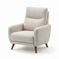 Poltrona da soggiorno imbottita beige in poliestere con gambe in legno massello 82 x 88 x 103 cm