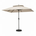 Ombrellone da giardino quadrato beige in poliestere con palo in acciaio 300 x 300 x 260 cm