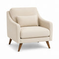 Poltrona da soggiorno beige in poliestere con gambe in legno massello 82 x 85 x 84 cm